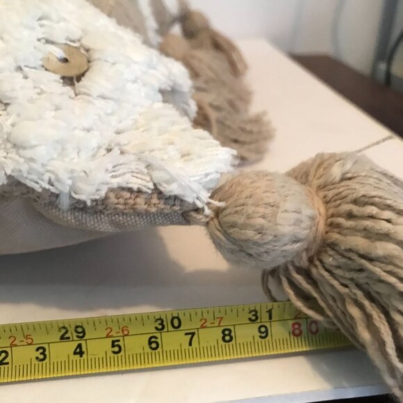 Bohemian Beige & Ivory Cotton/Linen Lumbar Accent Pillow With Tassels - Picture 5 of 8